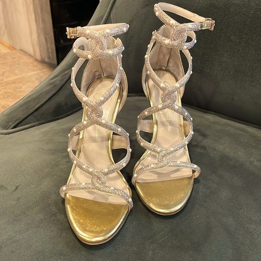 Golden bedazzled sandals/heels